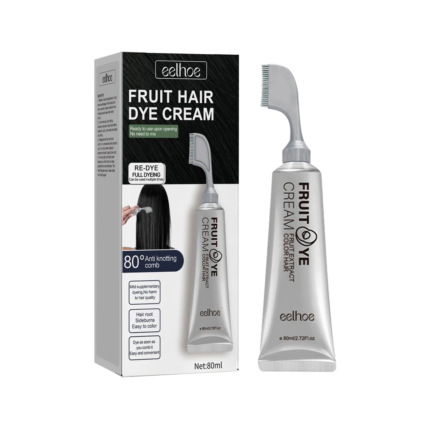 EELHOE Fruit Hair Dyeing Cream Natural Lasting Coloring Non-irritating Nourishing Scalp Plant Fragrance Hair Dyeing Cream
