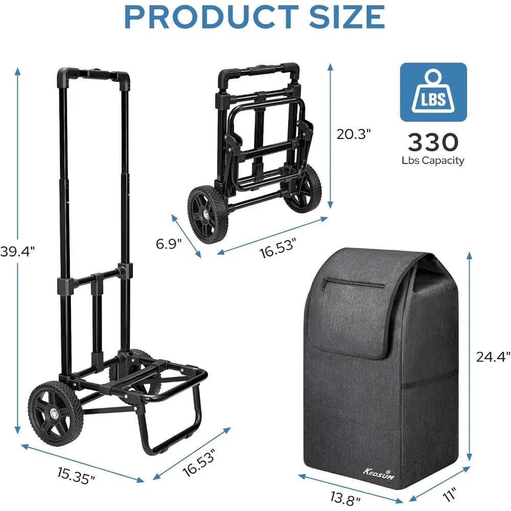HOME - 2 in 1 Shopping Cart for Groceries, 330 lbs Grocery Cart on Wheels, Foldable Utility Carts with Wheels,