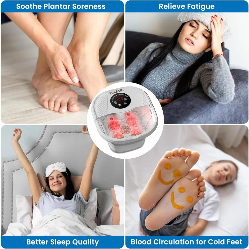 NEW - Collapsible Foot Spa Bath Massager with 2025 Upgraded Rotary Shiatsu Taiji Pad for Comfort, Heat