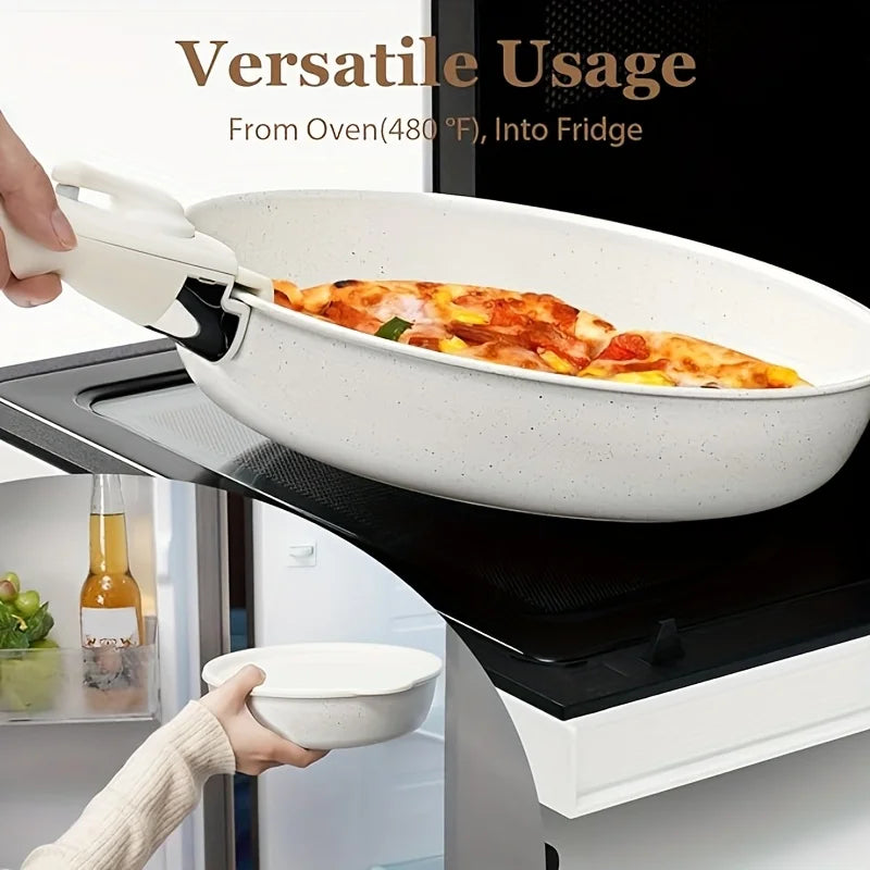 White 15pcs Pot And Pan Set Non-stick, Kitchen Cookware Set With Removable Handle, PFAS And PFOA Free, Kitchenware, Gift