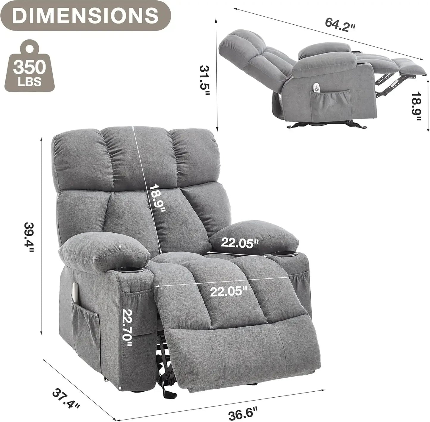 Massage Rocker Recliner Chair with Heat and Vibration Ergonomic Rocking Lounge Chair for Living Room.
