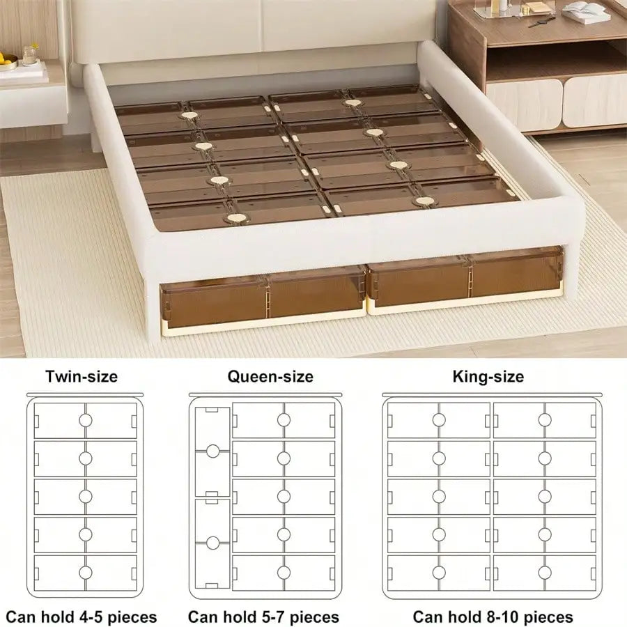 Under Bed Storage,1Pack Stackable Bed Storage With Wheels Installation-Free Under Bed Storage Containers Insect-Proof