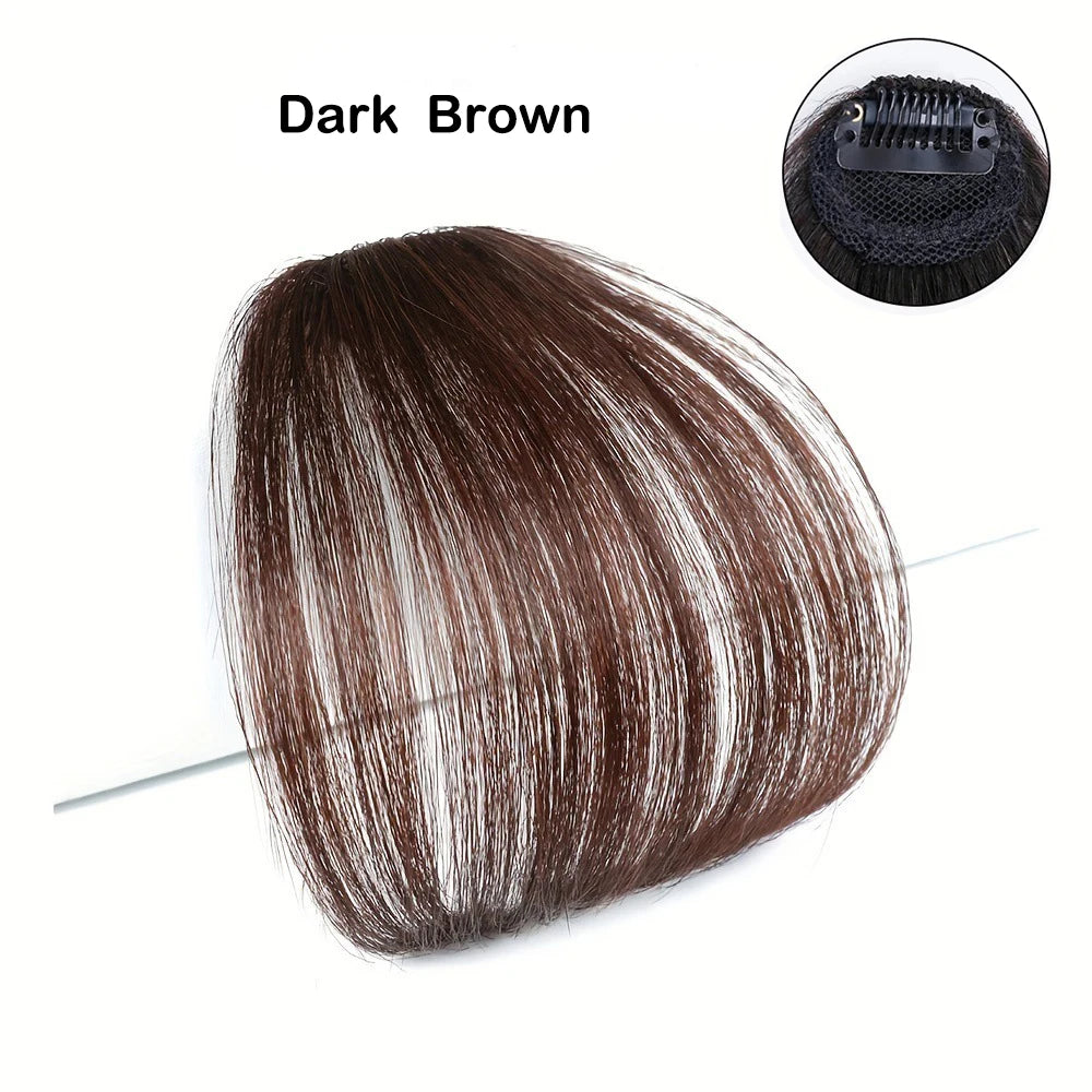 Sunslymei Fake Synthetic Air Bangs Clip-In Hair Extension Fringe False Blunt Hairpiece for Women Clip In Front Hair Bangs
