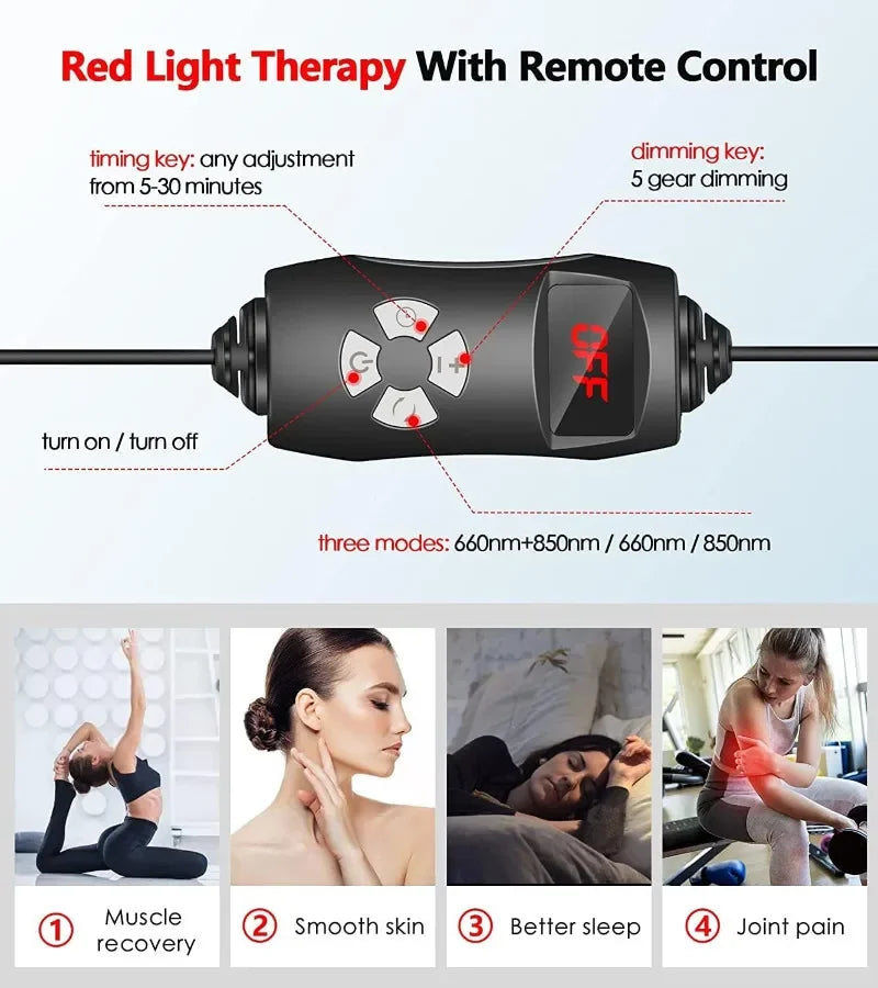 Red Light Therapy Lamp For Full Body Infrared Light Device Face LED Light Body Pain Stress Relief Daily Skin Care 660nm 850nm