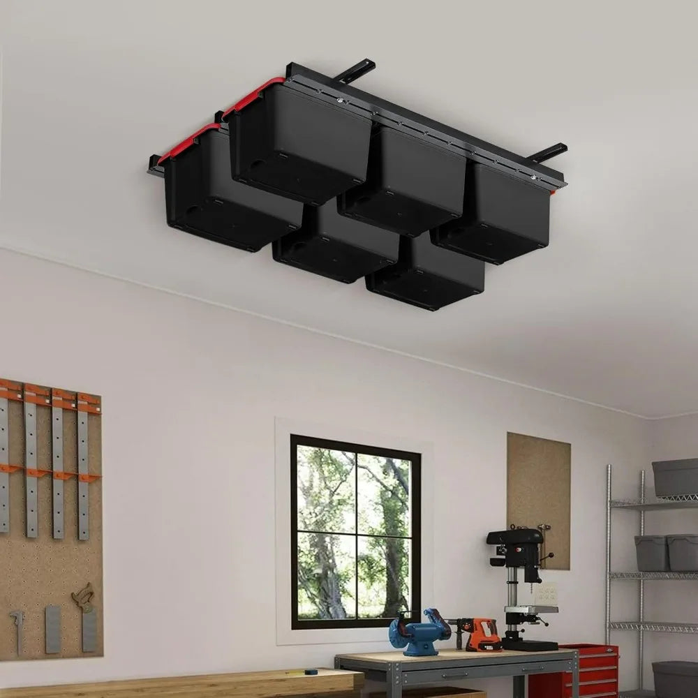 Adjustable Ceiling Mounted Garage Storage Rack - Heavy Duty Hanging Organizer for Overhead Space