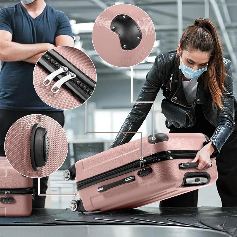 Three Piece Luggage Set With Rolling Wheels And TSA Lock