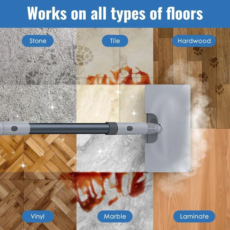 Steam Mop with Detachable Handheld Steam Cleaner for Home and Floor Cleaning, 10-in-1 Multi-purpose Attachments & 2 Pads,
