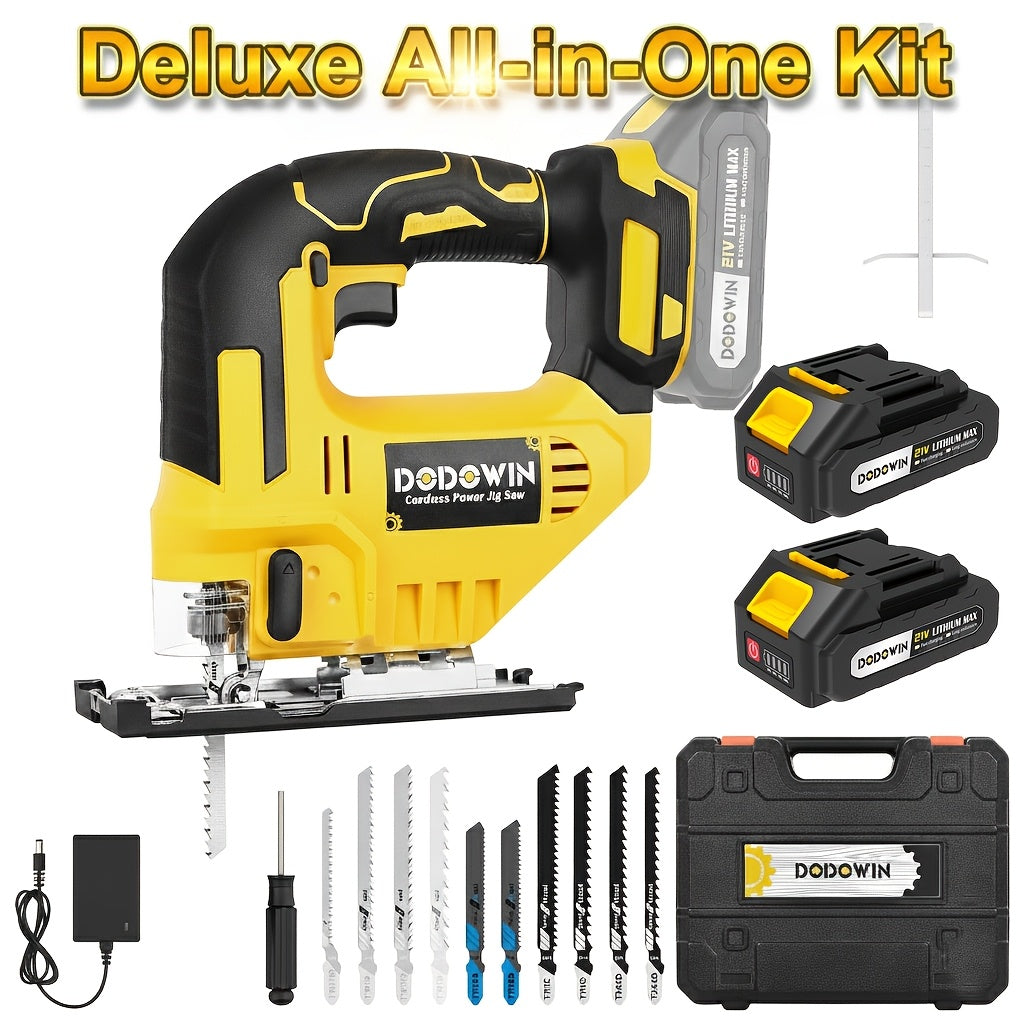 Compatible Jigsaw, 0°-45° Bevel Cutting, With LED Work Light, Battery And Fast Charger Cordless Top Saw, Adjustable In 3 Modes (straight/curved/bevel Cutting) -the Perfect Christmas Gift For Men And Fathers