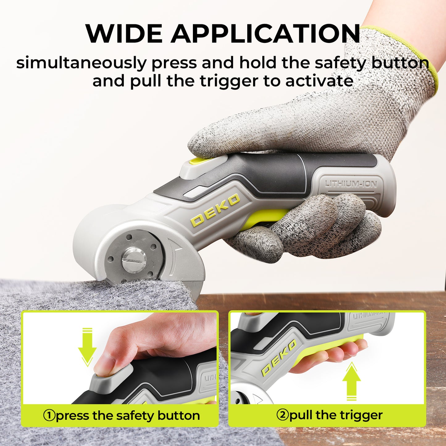 DEKO 4V Brushless Carpet Shear | Cordless Electric Scissors | Rechargeable | Powerful | Easy to Use | Power Rotary Cutter for Cutting Carpet | Leather | Paper | Board | Fabric | Gifts for Men/Women | Christmas Gift