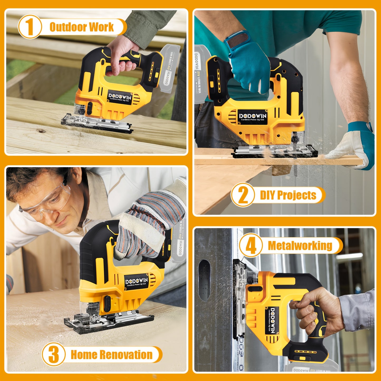 Compatible Jigsaw, 0°-45° Bevel Cutting, With LED Work Light, Battery And Fast Charger Cordless Top Saw, Adjustable In 3 Modes (straight/curved/bevel Cutting) -the Perfect Christmas Gift For Men And Fathers