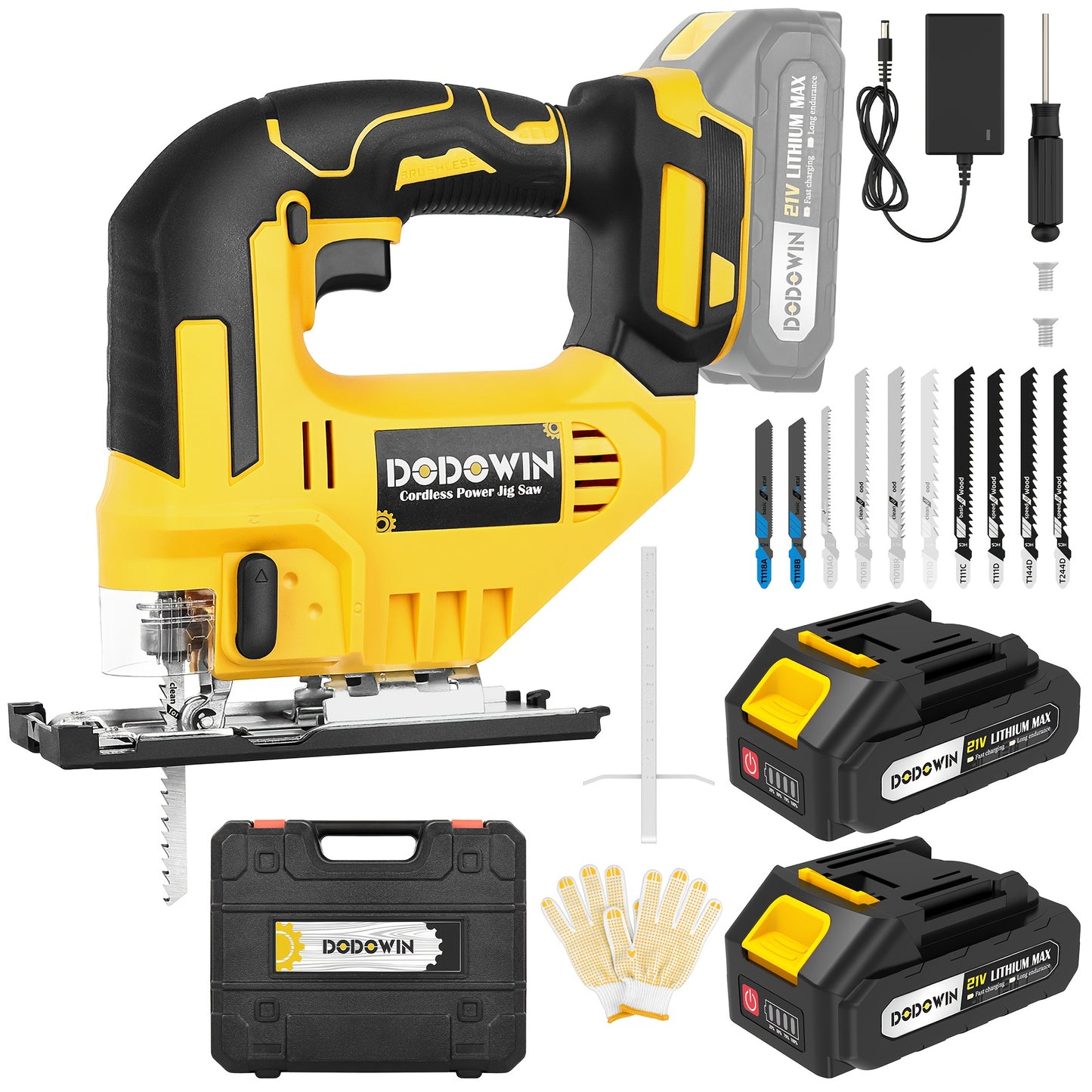 Compatible Jigsaw, 0°-45° Bevel Cutting, With LED Work Light, Battery And Fast Charger Cordless Top Saw, Adjustable In 3 Modes (straight/curved/bevel Cutting) -the Perfect Christmas Gift For Men And Fathers