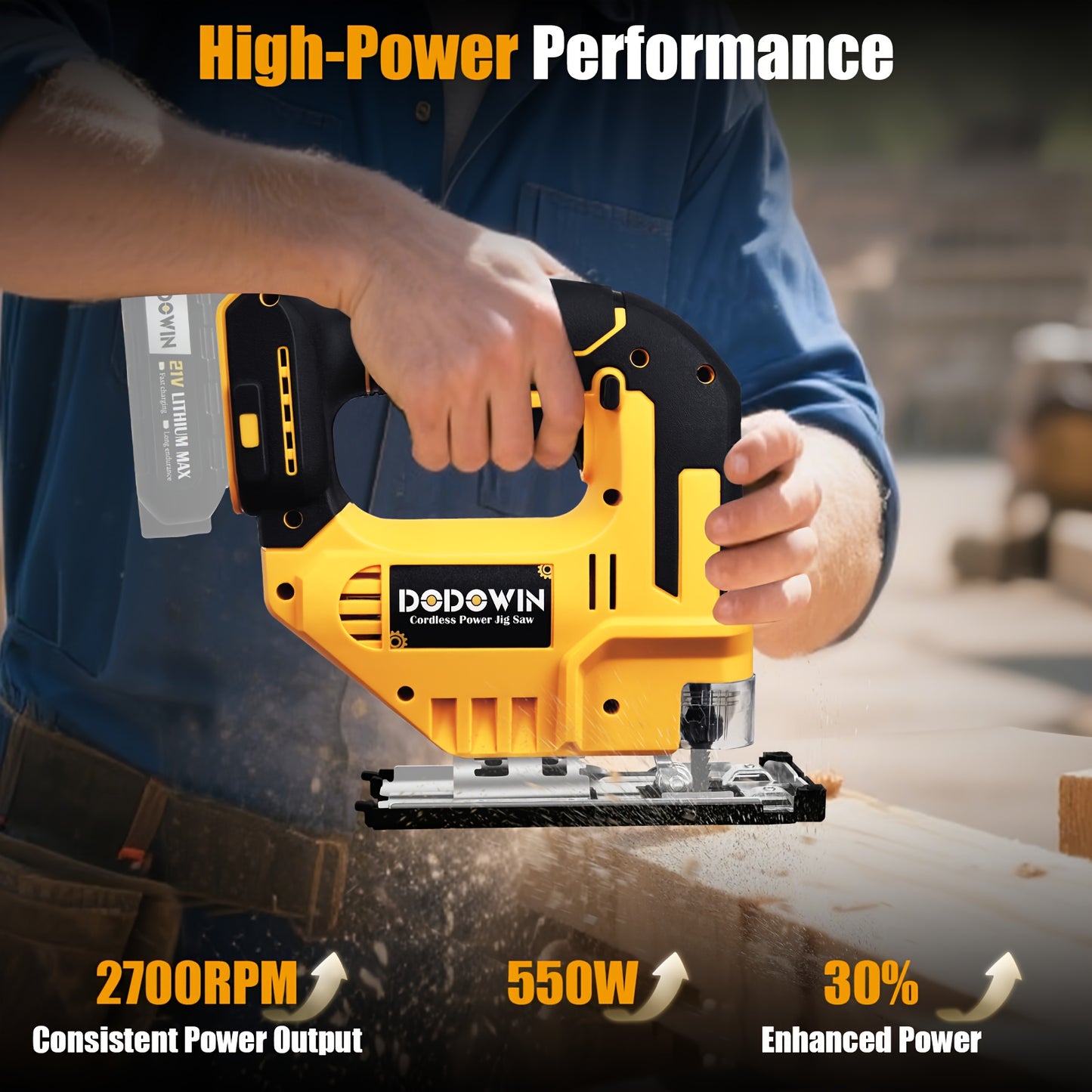 Compatible Jigsaw, 0°-45° Bevel Cutting, With LED Work Light, Battery And Fast Charger Cordless Top Saw, Adjustable In 3 Modes (straight/curved/bevel Cutting) -the Perfect Christmas Gift For Men And Fathers