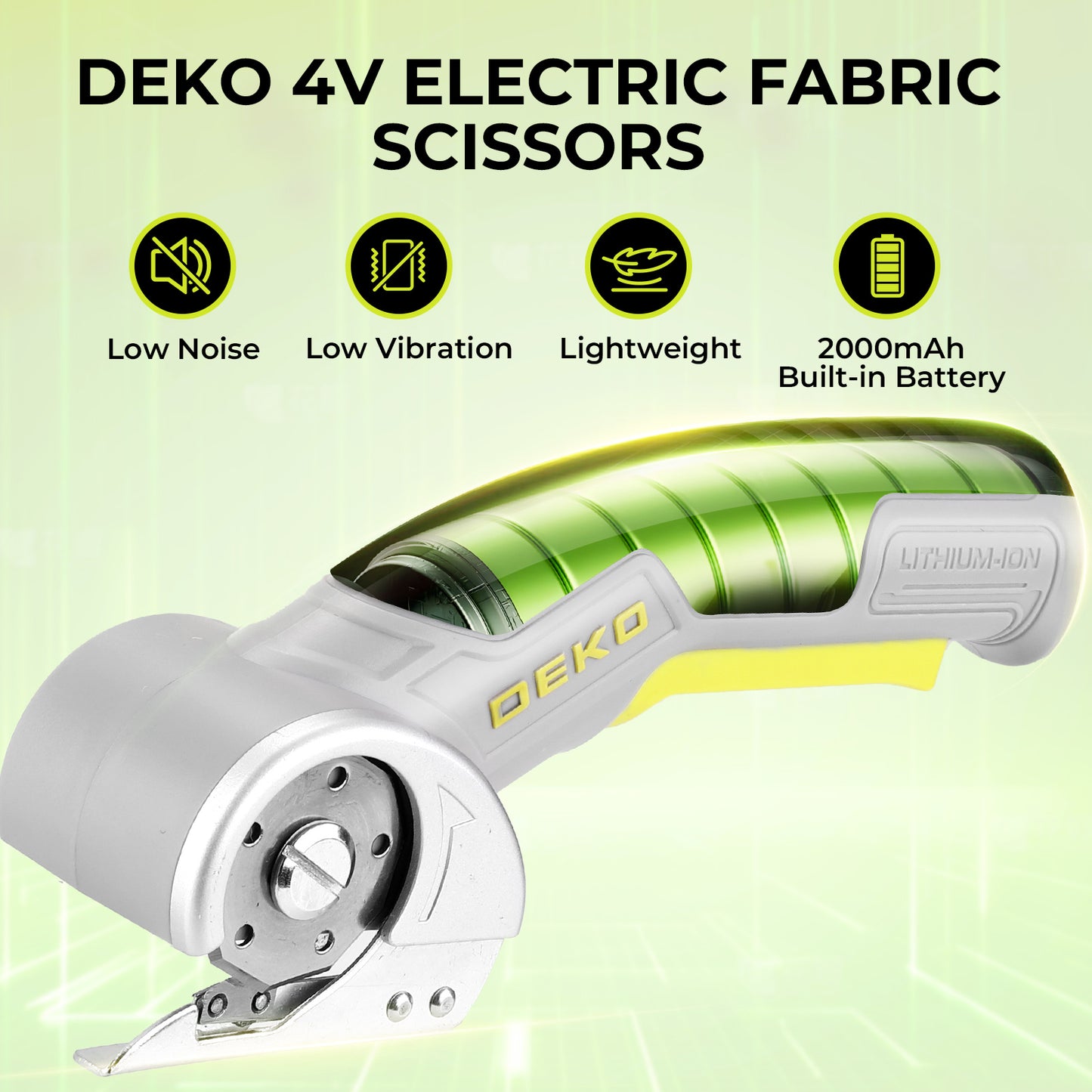 DEKO 4V Brushless Carpet Shear | Cordless Electric Scissors | Rechargeable | Powerful | Easy to Use | Power Rotary Cutter for Cutting Carpet | Leather | Paper | Board | Fabric | Gifts for Men/Women | Christmas Gift