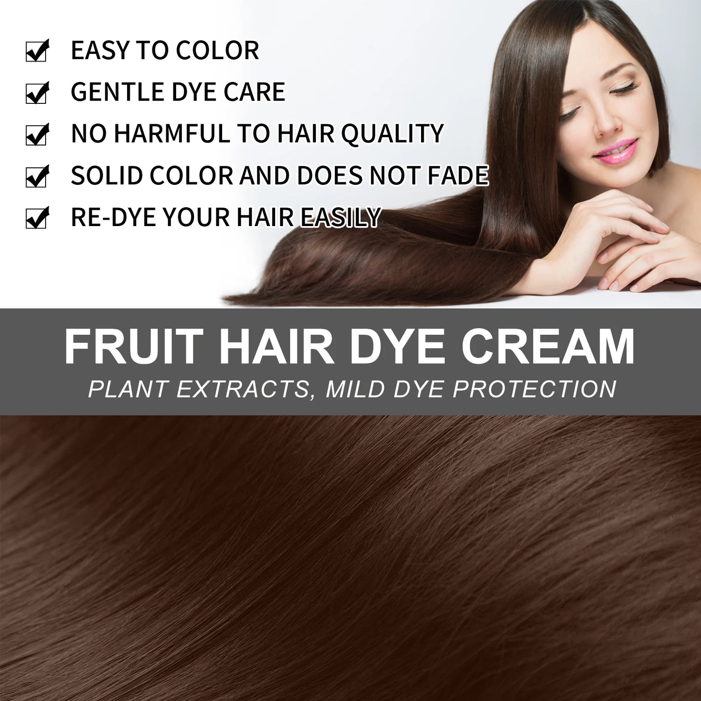 EELHOE Fruit Hair Dyeing Cream Natural Lasting Coloring Non-irritating Nourishing Scalp Plant Fragrance Hair Dyeing Cream