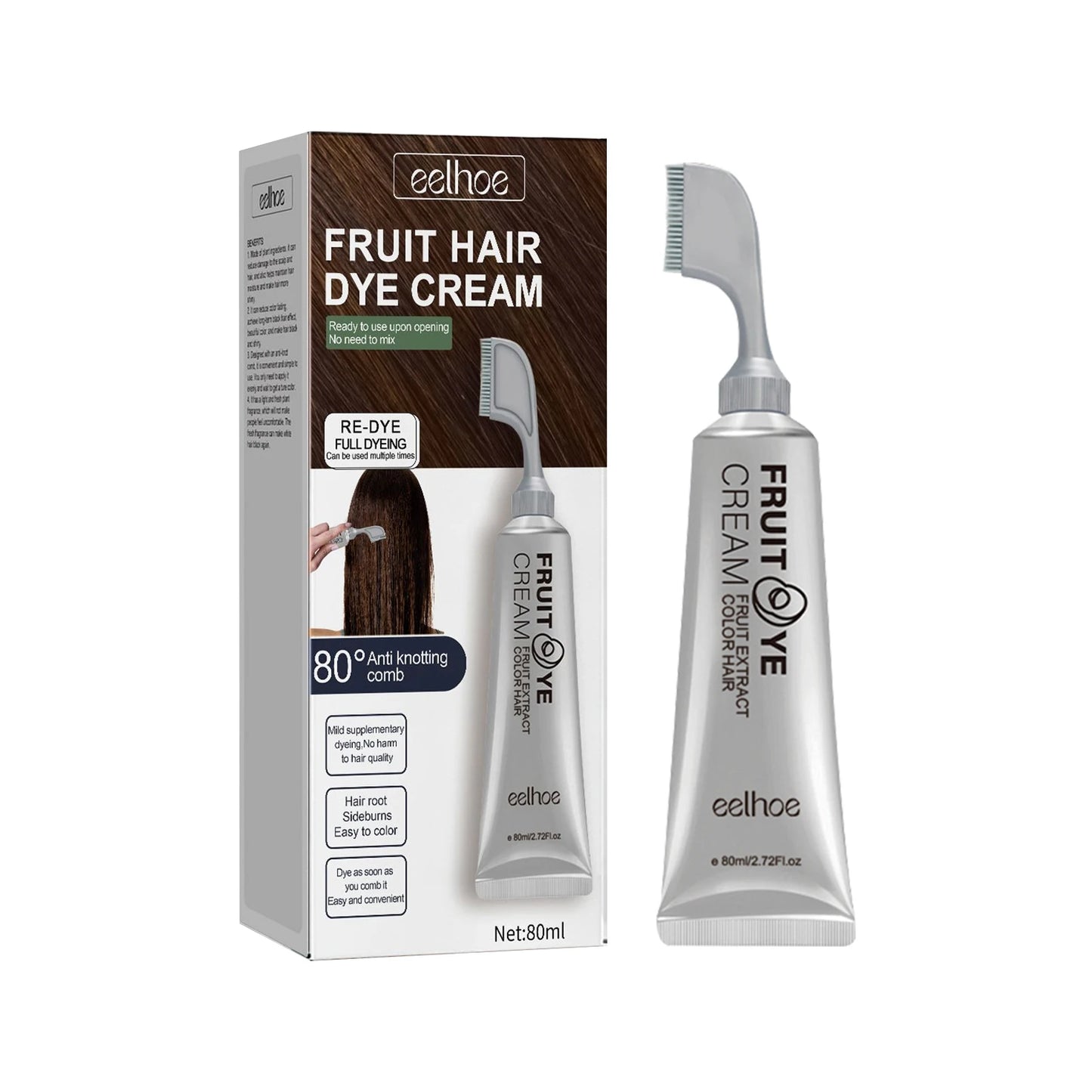 EELHOE Fruit Hair Dyeing Cream Natural Lasting Coloring Non-irritating Nourishing Scalp Plant Fragrance Hair Dyeing Cream