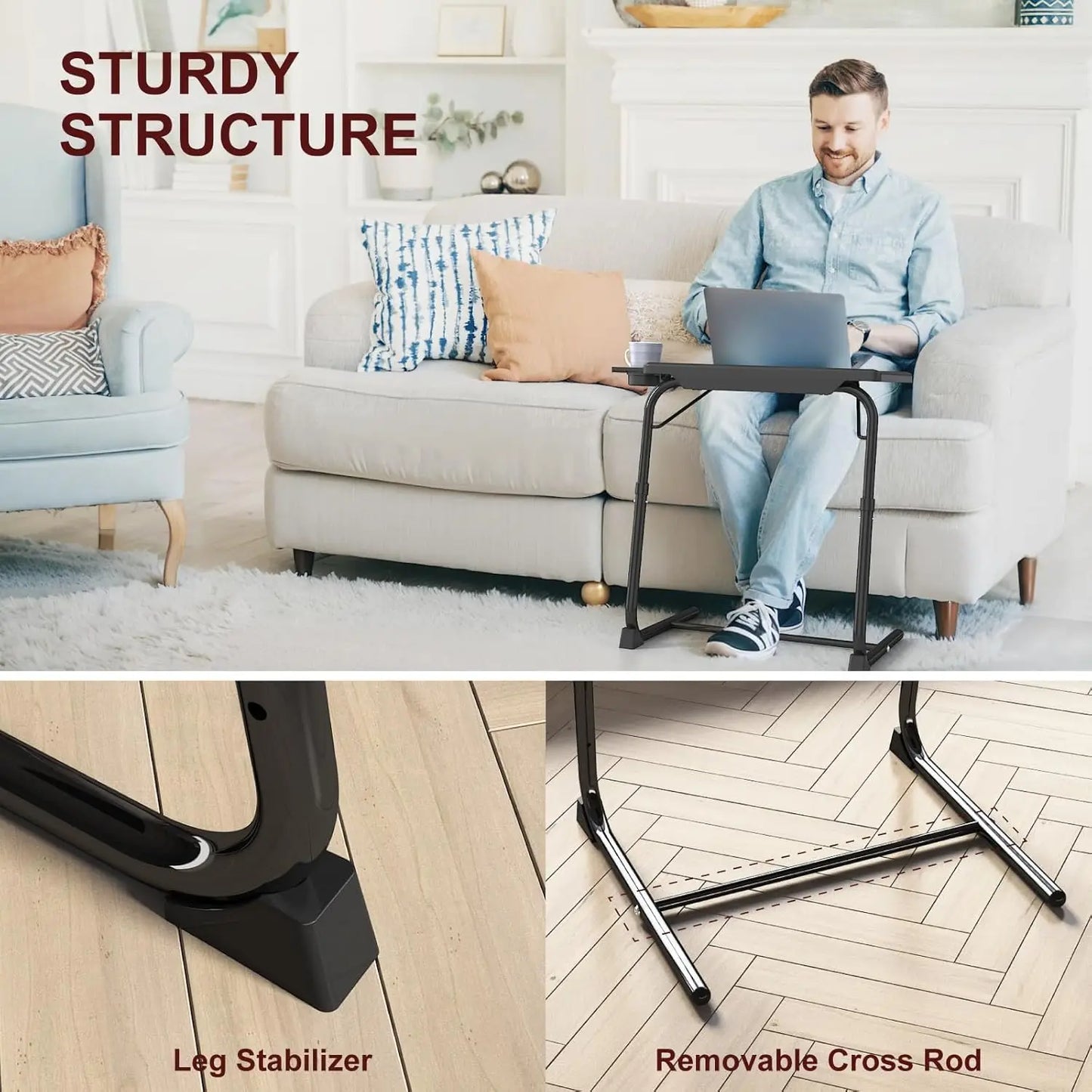 General Use TV Tray Table Adjustable Folding Couch Desk