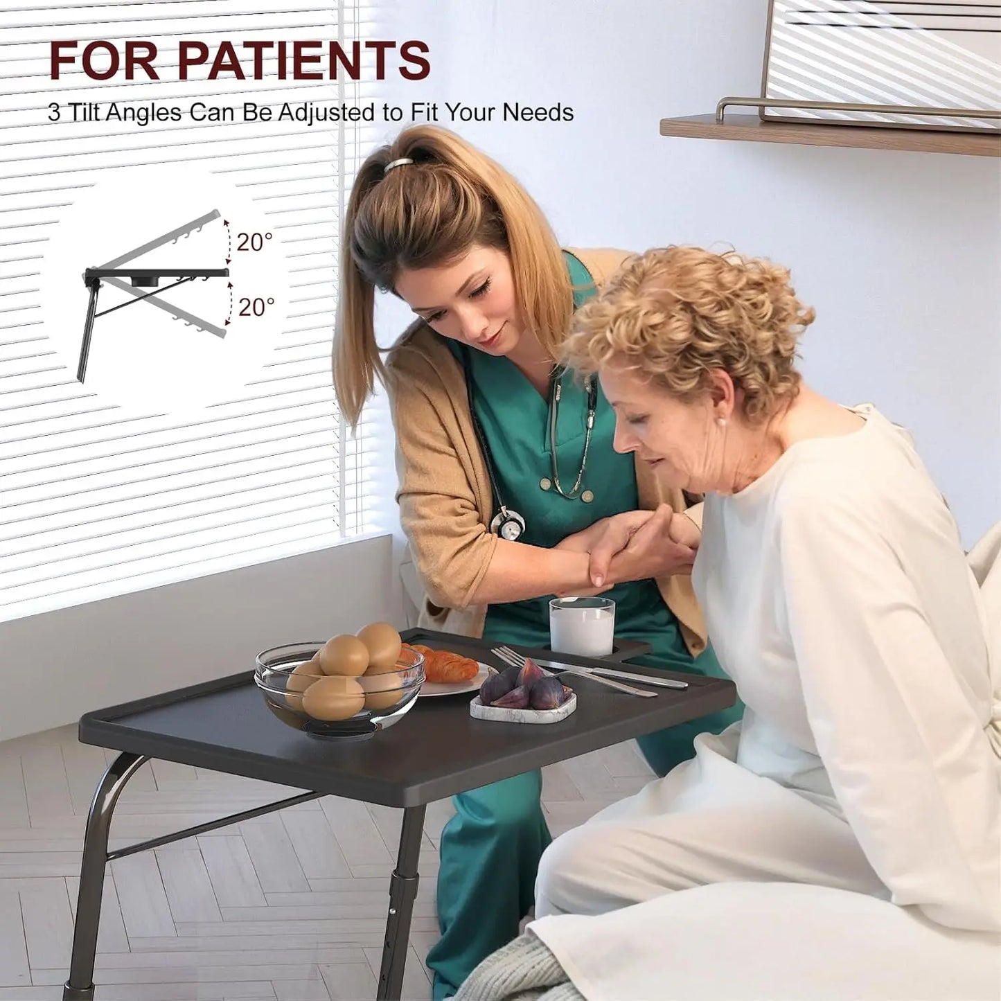 General Use TV Tray Table Adjustable Folding Couch Desk