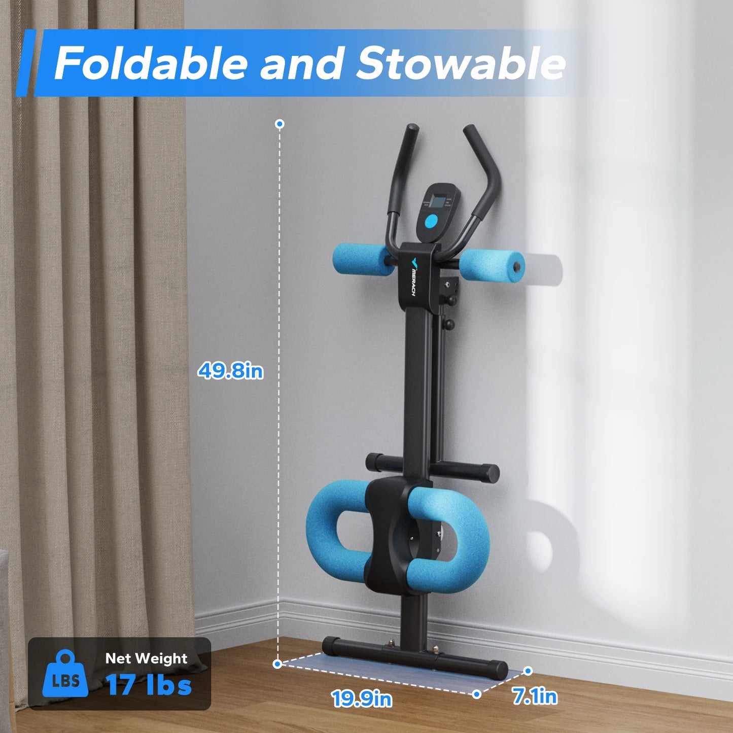 MERACH Ab Machine Adjustable Trainer Workout Foldable Knee Protection Abdominal Exercise Machine Core Ab Exercise System Trainer