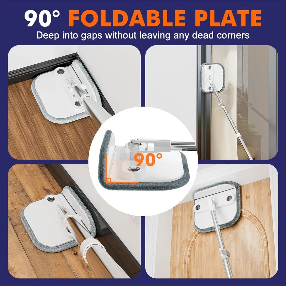 Upgraded Self-Standing Spin Mop and Bucket System, Detachable Inner Mop Bucket  for Hardwood Floors - White with 6 Pads