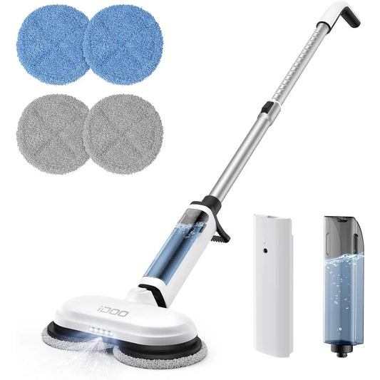 Cordless Electric Mop, Mops for Floor Cleaning Machine for Home, Detachable Water Tank & Headlight, Power Spin Spray Floor