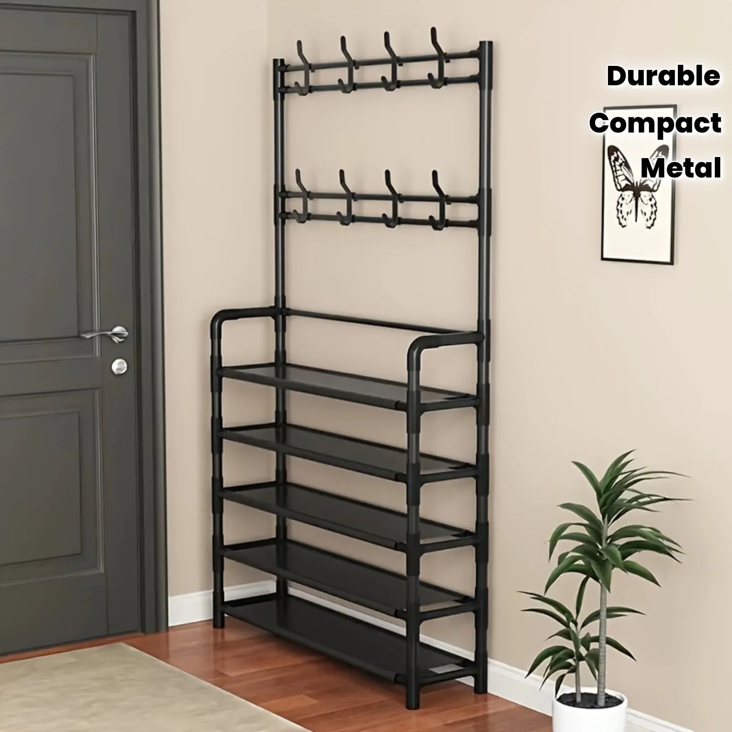 Clothes Hanger Multi-Layer Shoe Rack Doorway DIY Hat And Shoes Shelf Simple Floor-Standing Living Room Organizer Storage Racks