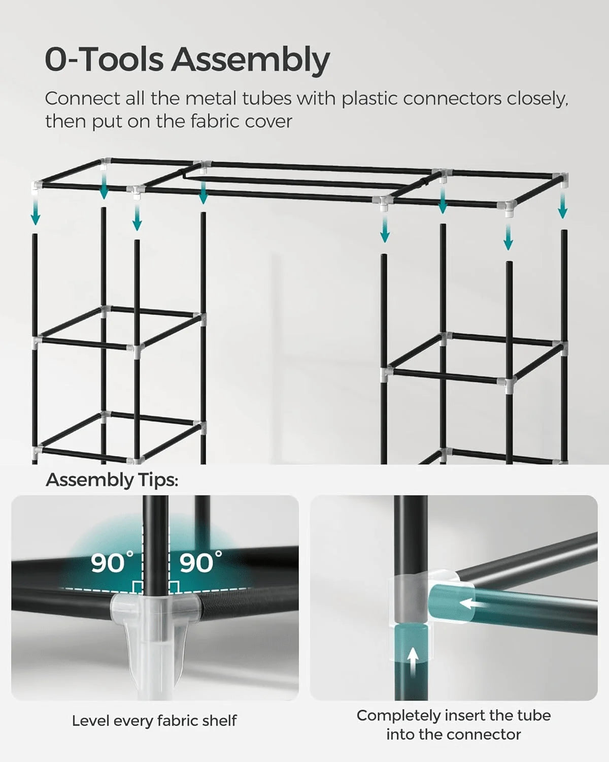 Efoee 69 Inch Wardrobe Organizer, Bedroom Portable Wardrobe, Clothes Rail With Non-Woven Cover, Clothes Storage Rack
