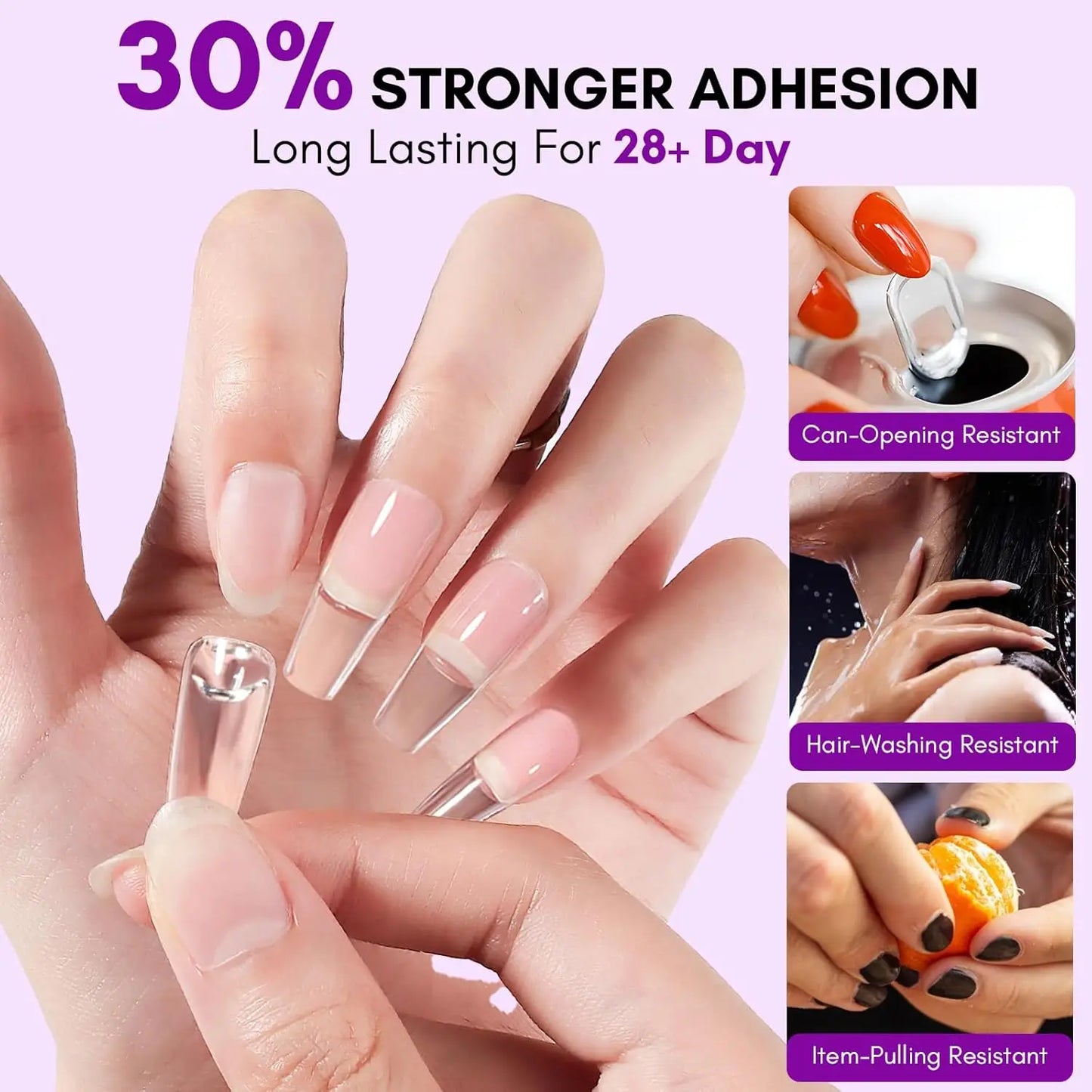 Makartt Solid Nail Glue with Glue Remover Kit: Super Strong Nail Glue Gel for Press on Nails and Nail Tips Supplies UV LED Cured