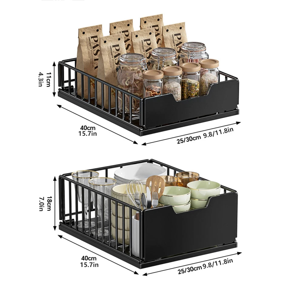 Kitchen Storage Rack Slide Drawer Storage Tray Pull Out Cabinet Organizer Seasoning Bottle Spice Storage Rack Kitchen Organizer