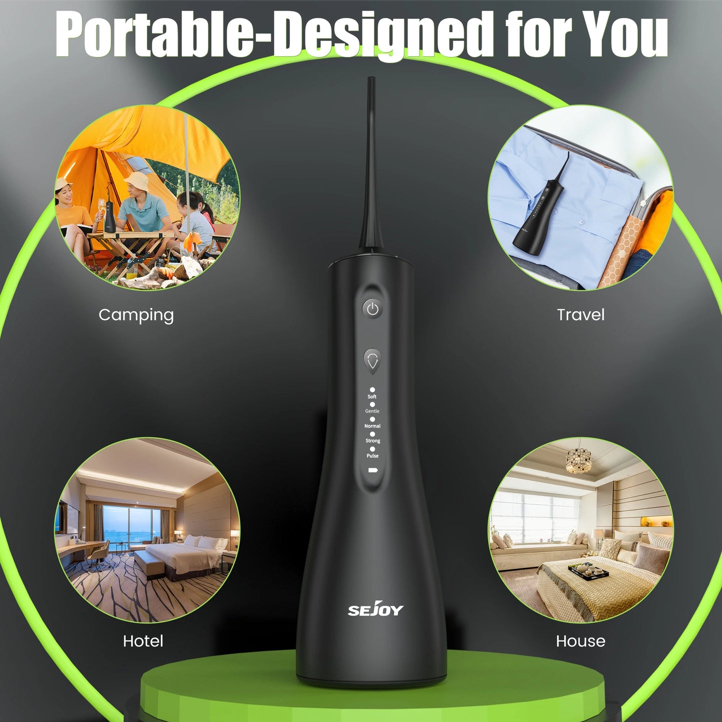 SEJOY Dental Oral Irrigator USB Rechargeable Teeth Cleaner Portable Dental Water Flosser 5 Modes IPX7 Mouth Washing Machine