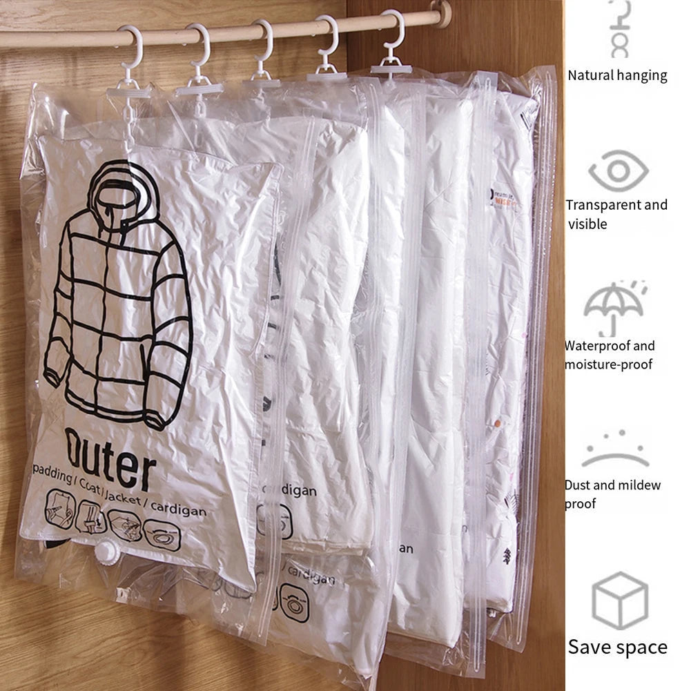 Hanging Compressible Storage Bag Reusable Clothes Compression Storage Bag Dustproof for Clothes Down Overcoat