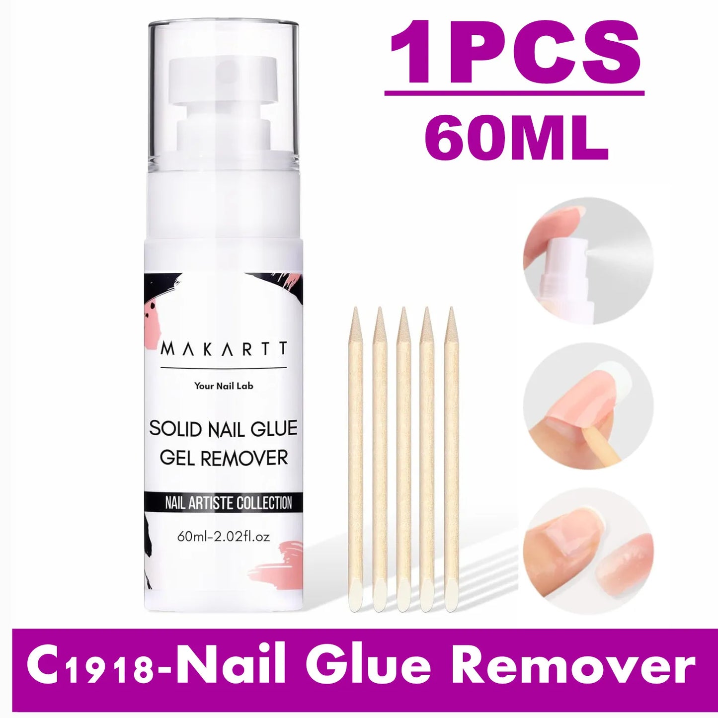 Makartt Solid Nail Glue with Glue Remover Kit: Super Strong Nail Glue Gel for Press on Nails and Nail Tips Supplies UV LED Cured