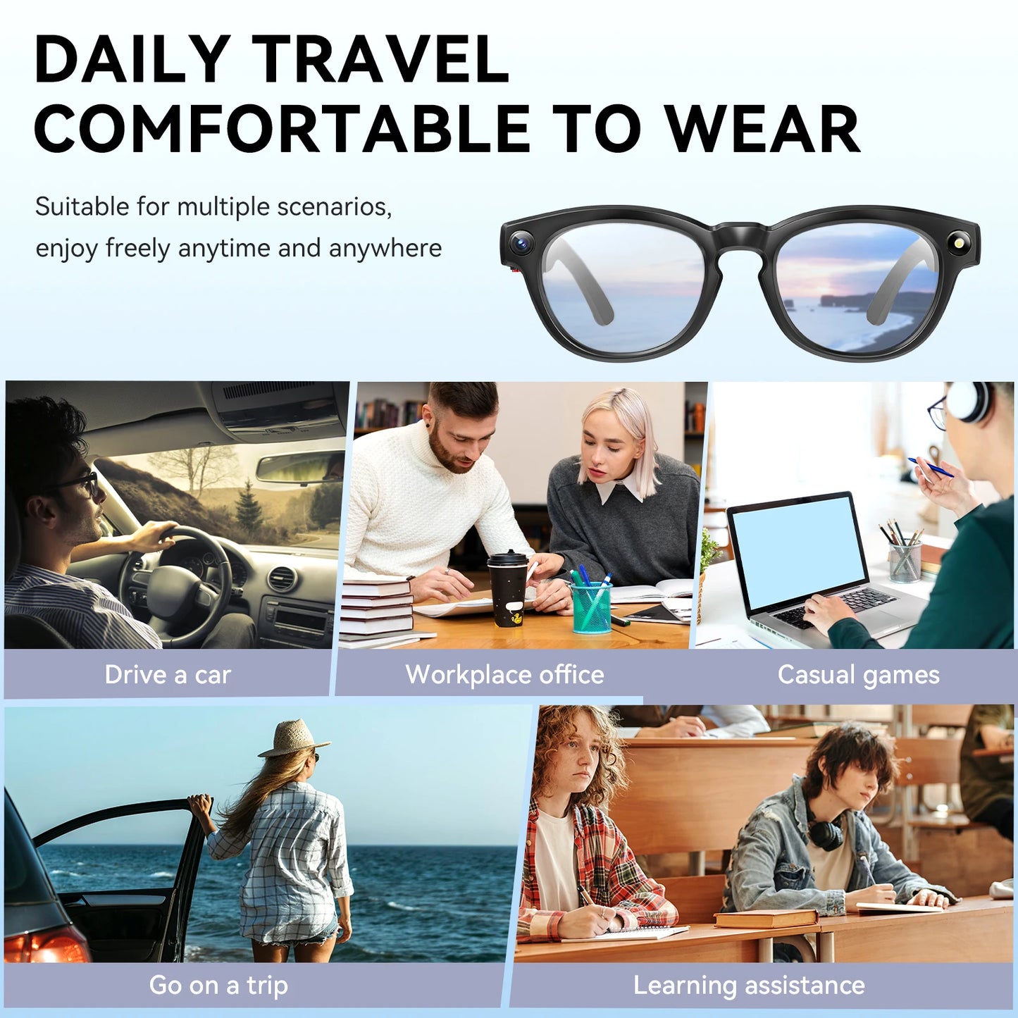 EIGIIS New 800w Pixel AI Smart Glasses With Ai Camera For Highdefinition Photography Video Recording Voice Calls And Translation
