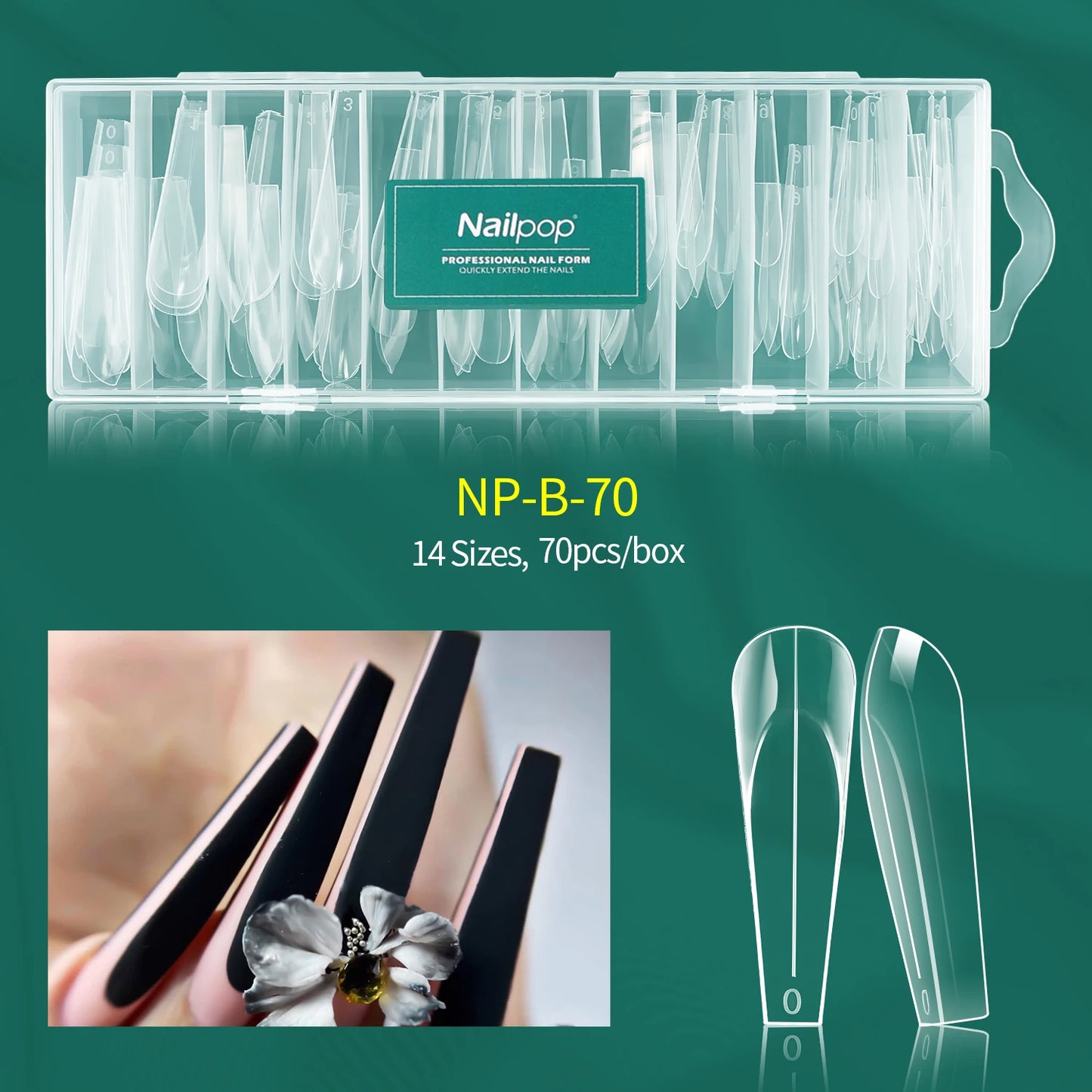 Nailpop Dual Forms 150pcs Quick Building UV Gel Molds Reusable Full Coverage Acrylic Top Extension Forms Poly Nail Gel Molds