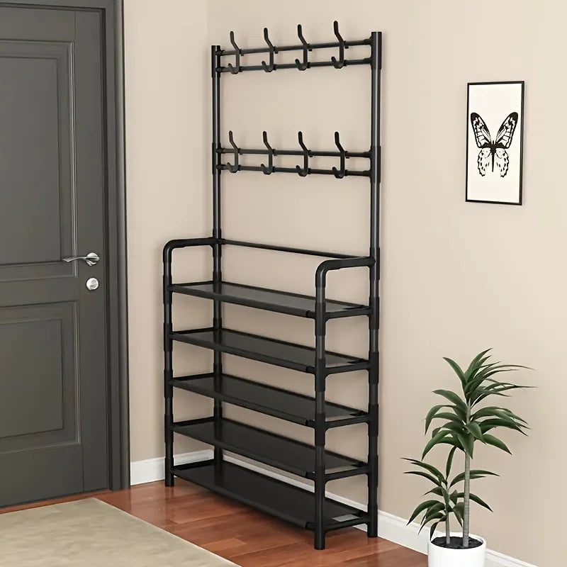 Clothes Hanger Multi-Layer Shoe Rack Doorway DIY Hat And Shoes Shelf Simple Floor-Standing Living Room Organizer Storage Racks