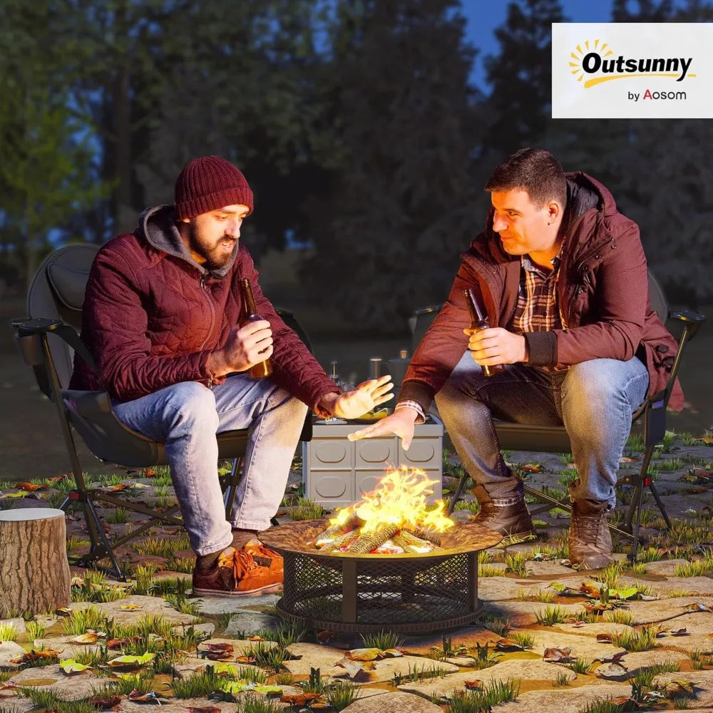 Double Hammock Camping Chair, Adjustable Back Folding Rocking Chair Swinging Hammock Chair with Cup Holder, Headrest and Padded