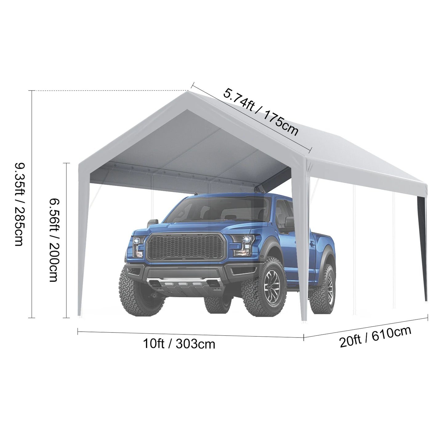SucceBuy Carport Replacement Canopy Cover Garage Top Tent Shelter Tarp Heavy-Duty Waterproof & UV Protected