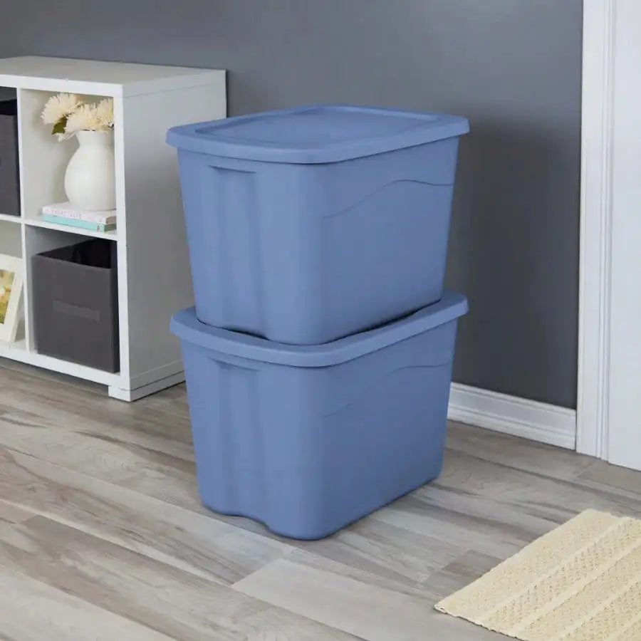 18 Gallon  Lid Containers | Light Blue Set (8-Pack) For Home Organization