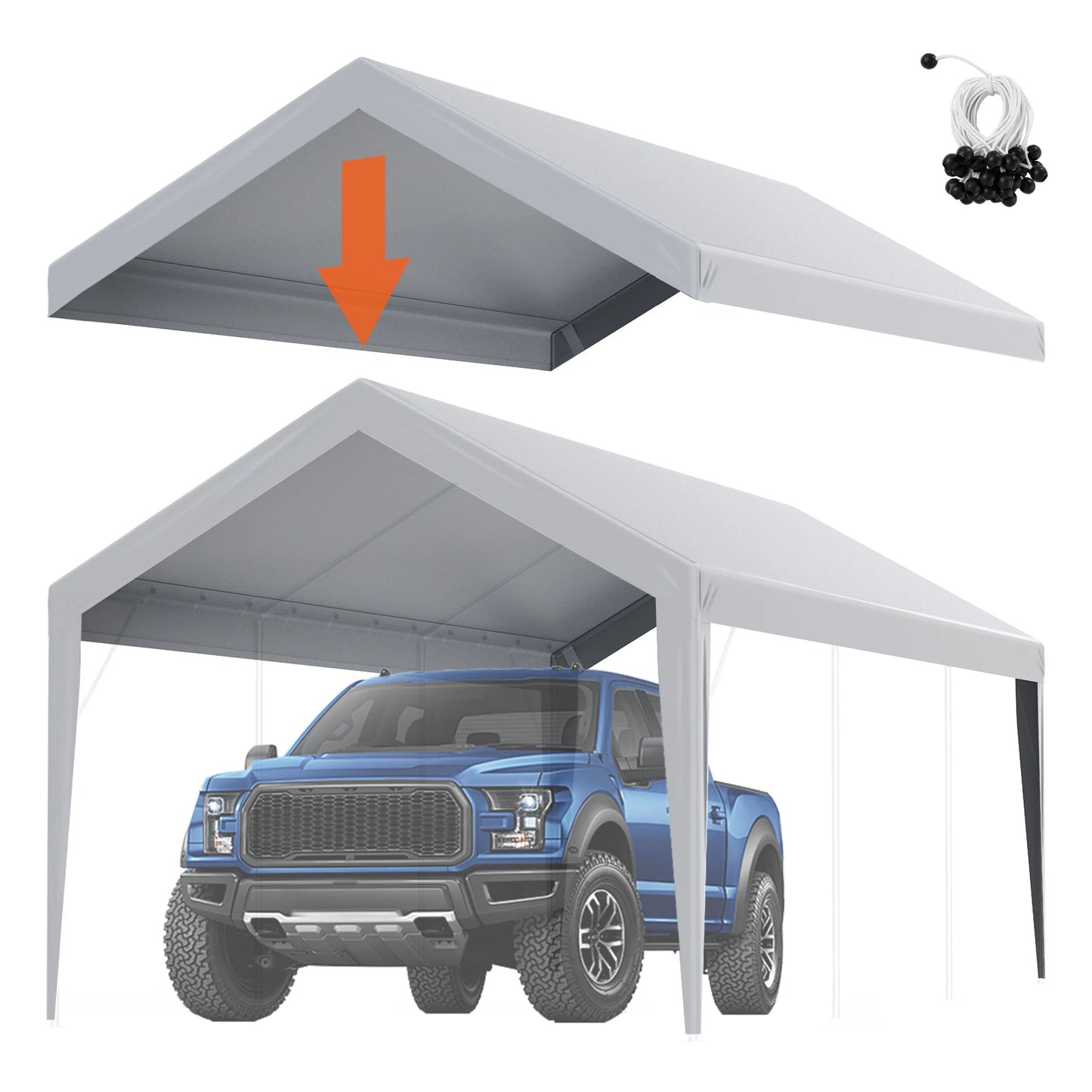 SucceBuy Carport Replacement Canopy Cover Garage Top Tent Shelter Tarp Heavy-Duty Waterproof & UV Protected
