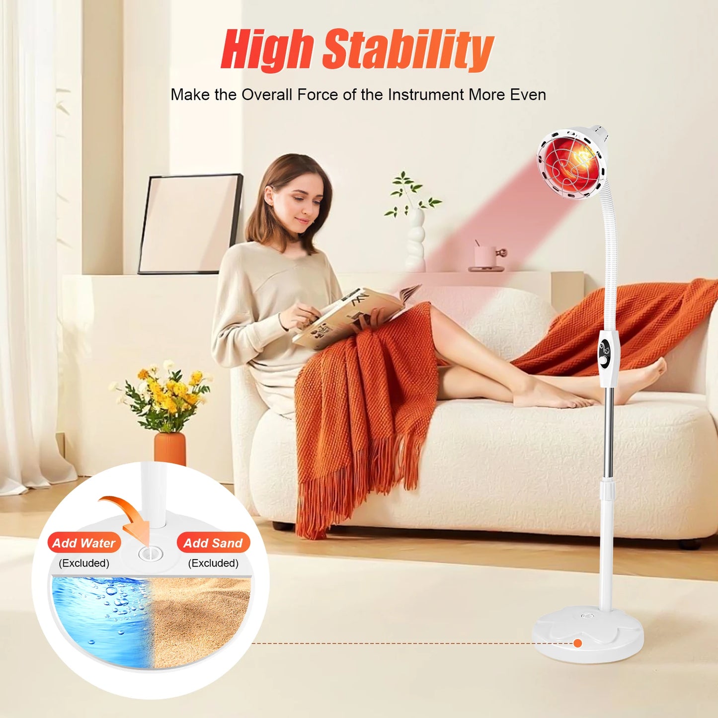Red Light Therapy for Body, LED Red Infrared Light Therapy Lamp with Adjustable Stand Infrared Light Device for Body Pain Relief