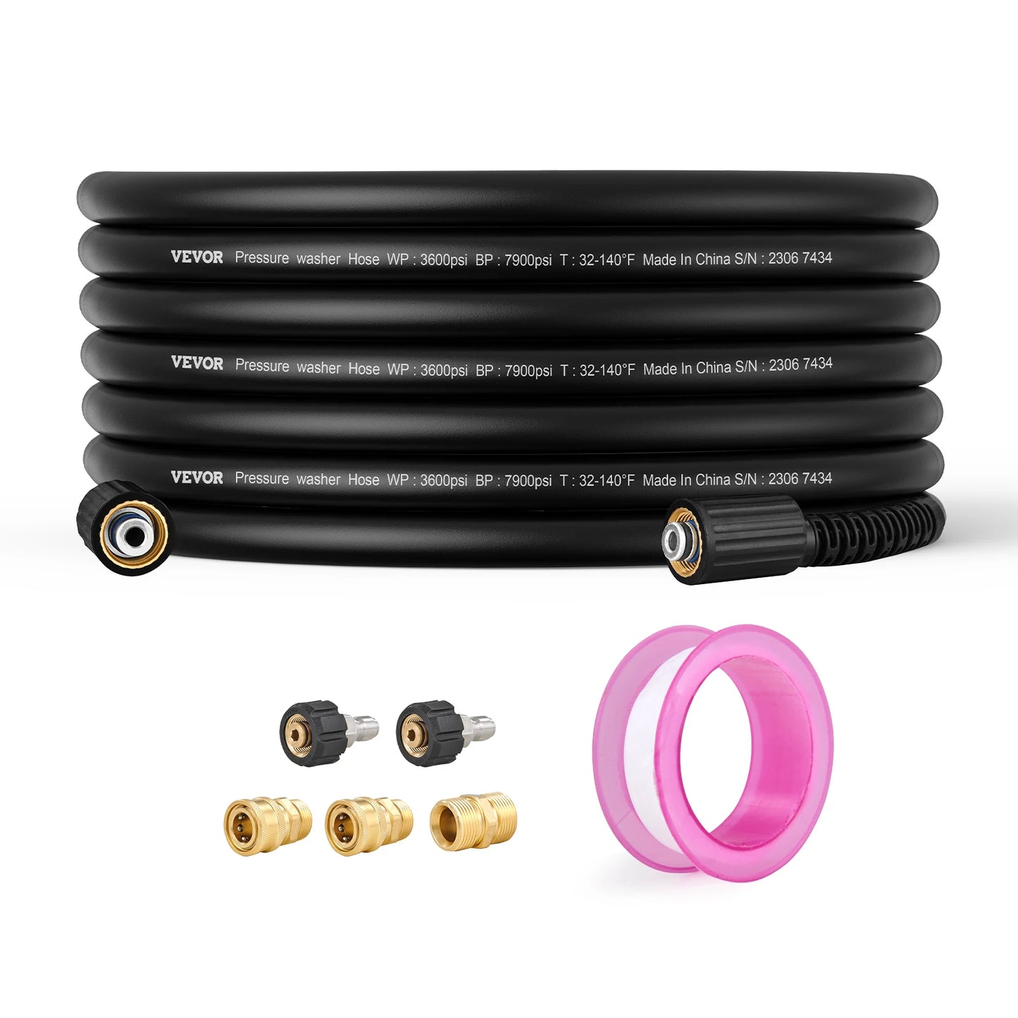 SucceBuy Pressure Washer Hose Kink Free M22-14mm Brass Thread Replacement For Most Brand Pressure Washers 3/4'' Bending Radius