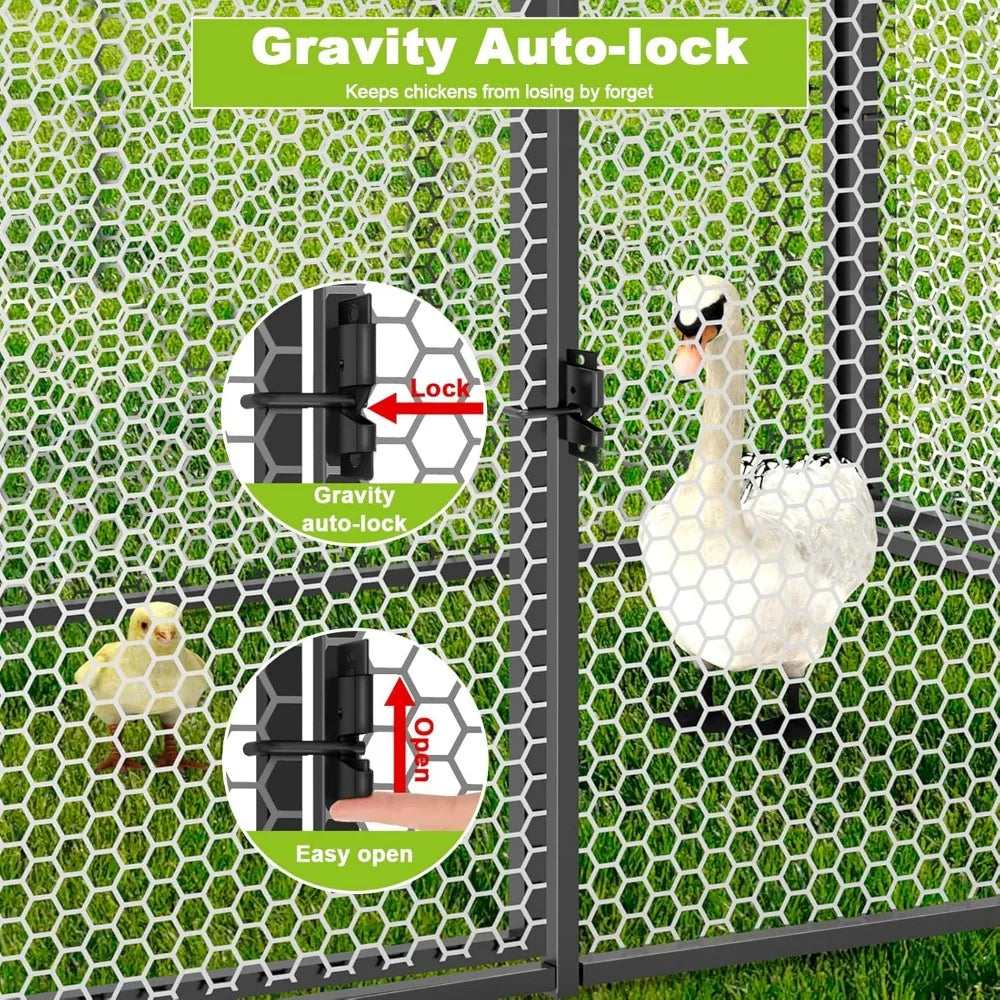 Metal Chicken Coop Run for 8-12 Chickens 118"×40"×40" Large Chicken Run for Yard with Cover，Portable Poultry Cage Hen House Outd