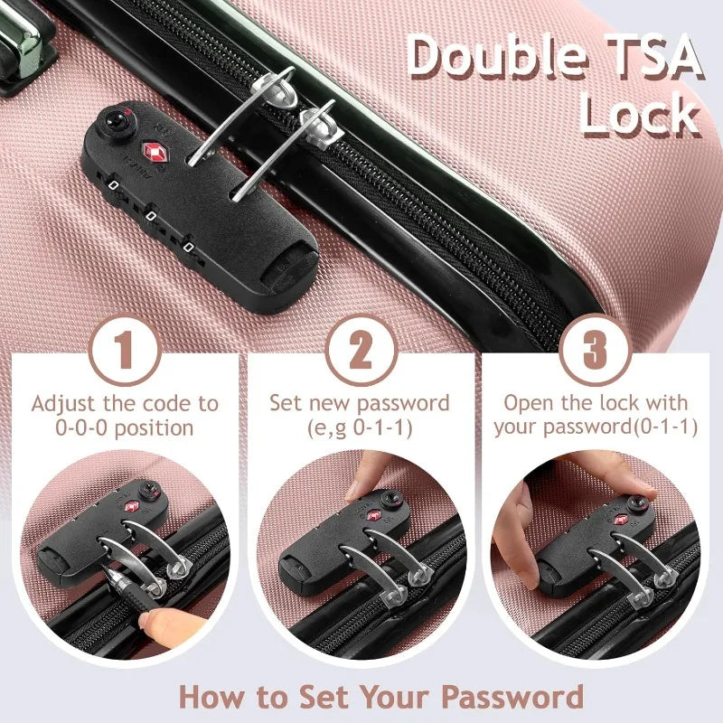 Three Piece Luggage Set With Rolling Wheels And TSA Lock