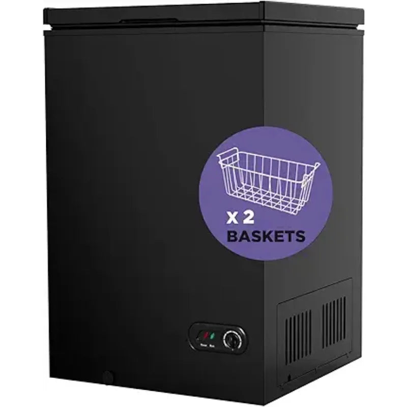 3.5 Cu Ft Chest Freezer - Super-Low Temperature - 2 Removable Baskets - Electronic Control 14℉ to -40℉- Red