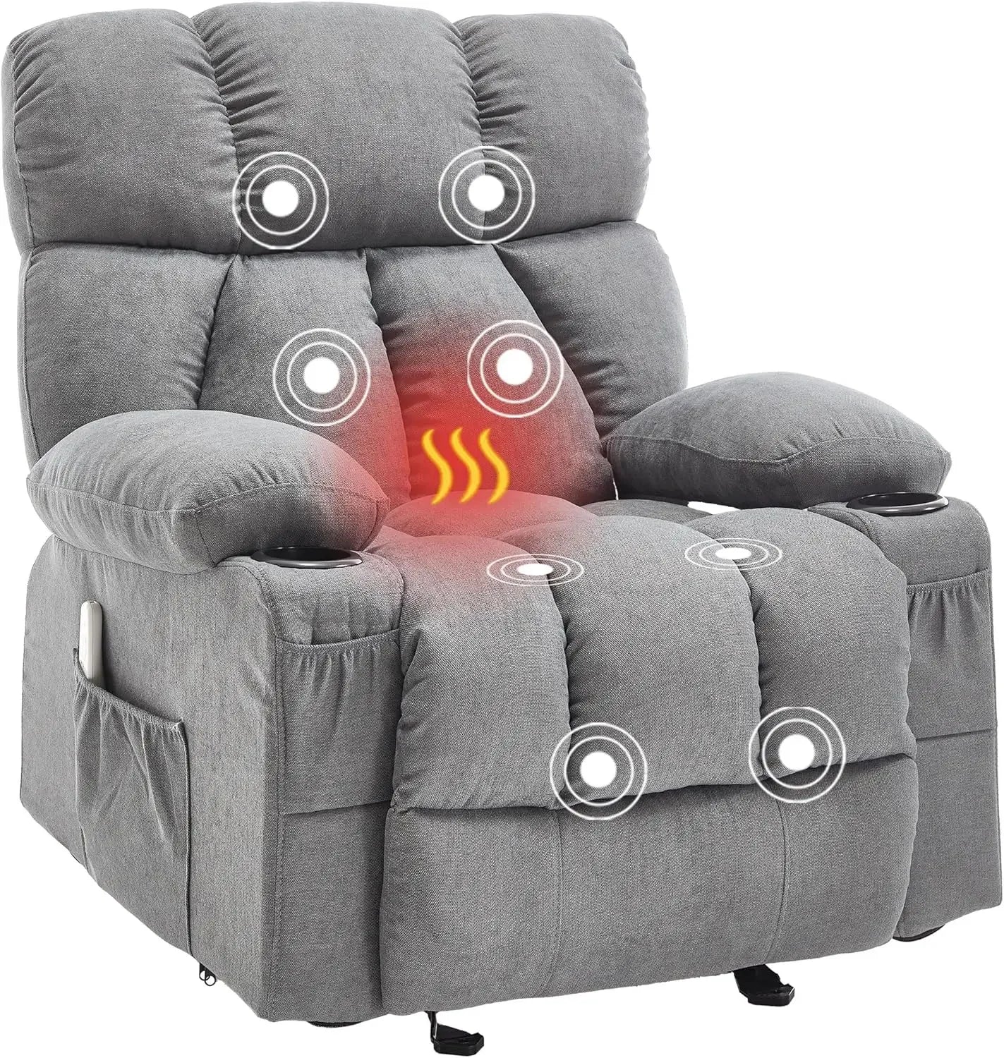 Massage Rocker Recliner Chair with Heat and Vibration Ergonomic Rocking Lounge Chair for Living Room.