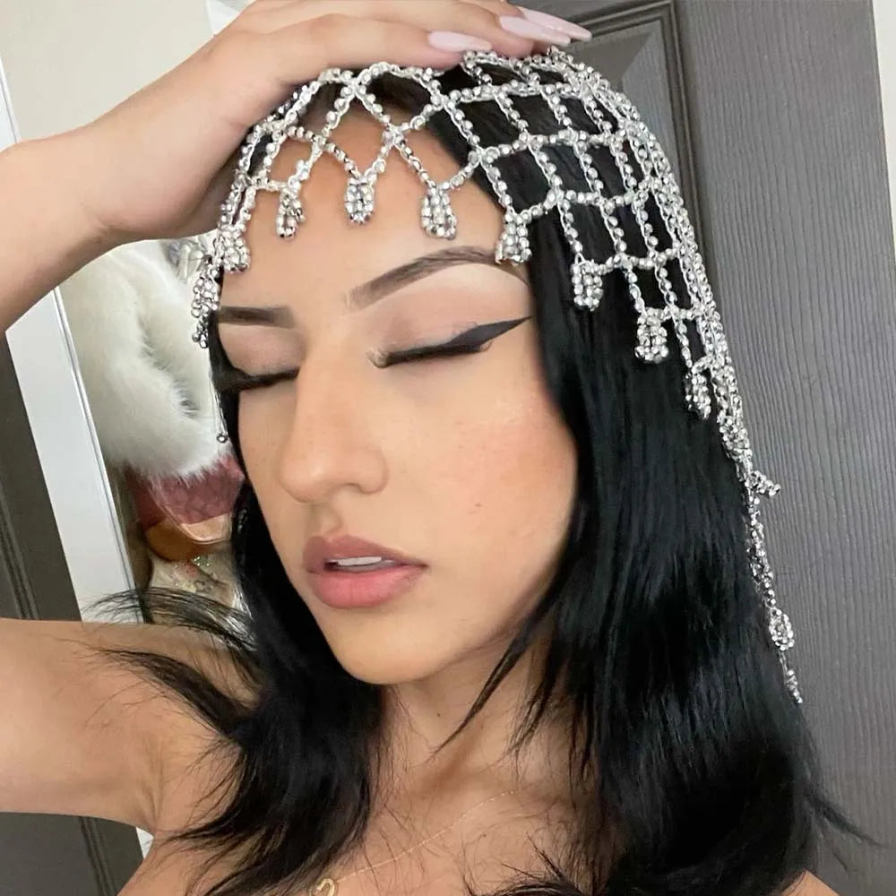 Stonefans Mesh Hair Accessories Luxury Designer for Women Girl Ornaments 1920s Gatsby Gift Forehead Wedding Headpiece Bride 2024