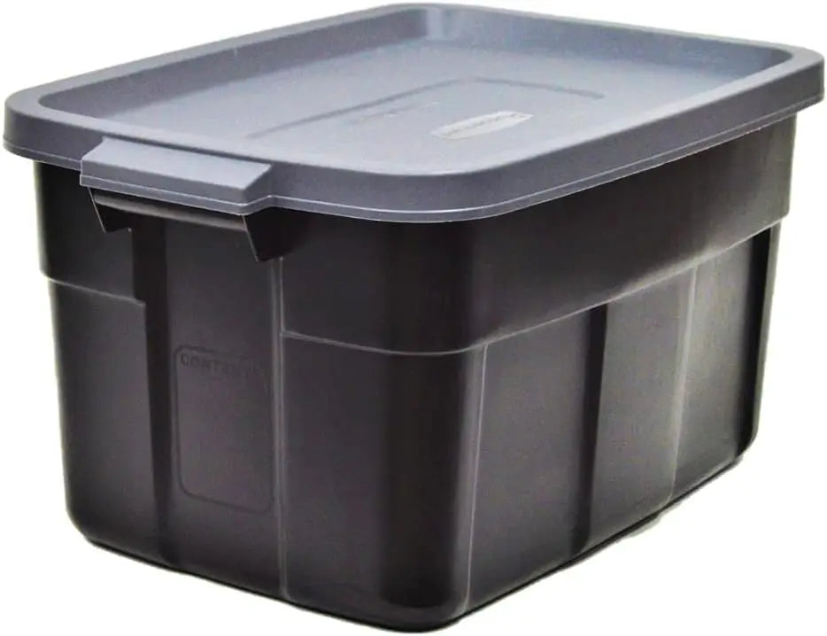 Heavy Duty Black Storage Bins Plastic Totes with Lids for Storage, Stackable, Large Capacity, Durable, Multipurpose14 GAL 6 Pack