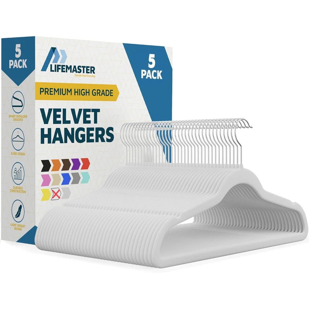 Velvet Clothes Hangers 360 Degree Swivel Hook Non-Slip Shoulder Notch Heavy Duty 10 lbs Capacity Wardrobe Organizer Set of 5