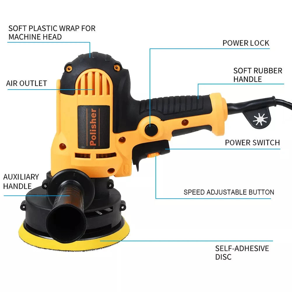 Electric Polisher Buffer Sander Car Polishing Machine 5" 7" Buffing Sponge Kit