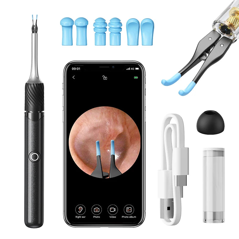 Ear Wax Removal 2-in-1 Visual Otoscope Ear Cleaner Tweezers with 6 Ear Spoon Earwax Removal Kit with Light  Ear Cleaner