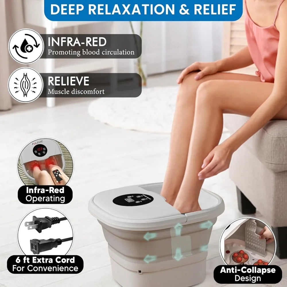 NEW - Collapsible Foot Spa Bath Massager with 2025 Upgraded Rotary Shiatsu Taiji Pad for Comfort, Heat